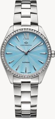 Continental Crystal Round (32.5mm) Textured Blue Dial / Stainless Steel Bracelet 22508-LT101831