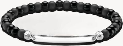 Thomas Sabo Engravable Bracelet With Obsidian Beads 21cm A2179-023-11-L21