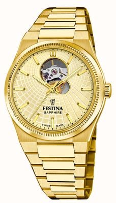 Festina Swiss Made Rivé (40mm) Gold Dial / Gold PVD Stainless Steel Bracelet F20062/2