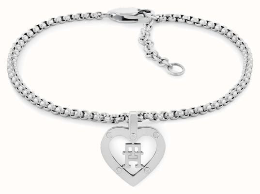 Tommy Hilfiger Women's Monogram Hearts Charm Stainless Steel Bracelet 2780920