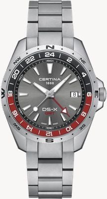 Certina DS-X Quartz GMT (41mm) Grey Dial / Stainless Steel Bracelet C0474521108101