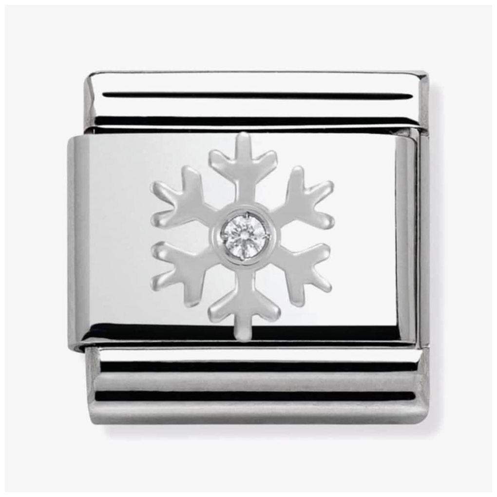 Nomination 330313/02 White Snowflake Charm Bead With Cz Jewellery