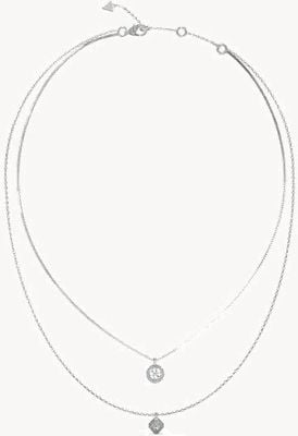 Guess 4G CRUSH Double Chain 4G 16-18" Stainless Steel Necklace UBN04159RH