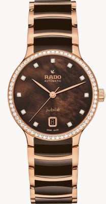 RADO Centrix Automatic Diamonds (35mm) Brown Mother-of-Pearl Dial / Rose-Gold PVD & Brown Ceramic R30230922