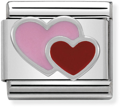 Nomination Classic Double Heart Sterling Silver & Steel Enamel Charm 330202/16