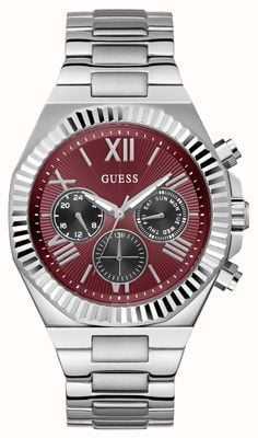 Guess EQUITY Multifunction (44mm) Red Sunray Dial / Stainless Steel Bracelet GW0703G7