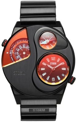STORM Navitrek Slate Red (45mm) Slate and Red Dial / Black Stainless Steel Bracelet Watch 47541/SL/R