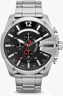 Diesel Men's Mega Chief Stainless Steel Black Dial Watch DZ4308
