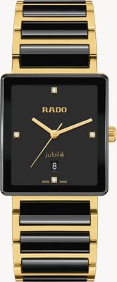 RADO Integral Diamonds Quartz (31.5mm) Black Lacquered Dial / Black High-Tech Ceramic & PVD Bracelet R20256712