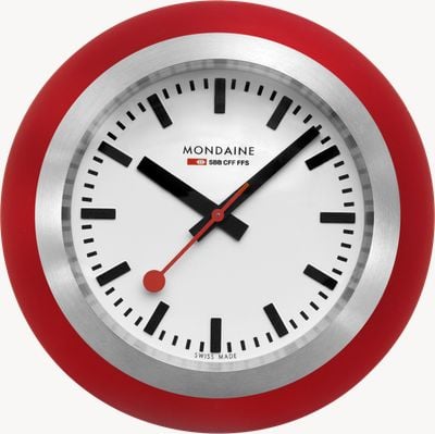 Mondaine Globe Clock (60mm) White Dial / Stainless Steel Case and Red Silicone Base A660.30335.16SBP