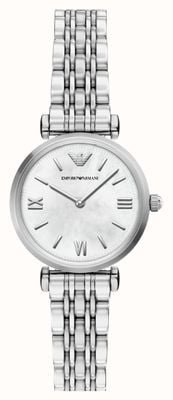 Emporio Armani Gianni T-Bar (28mm) White Mother-of-Pearl Dial / Stainless Steel Bracelet AR11768