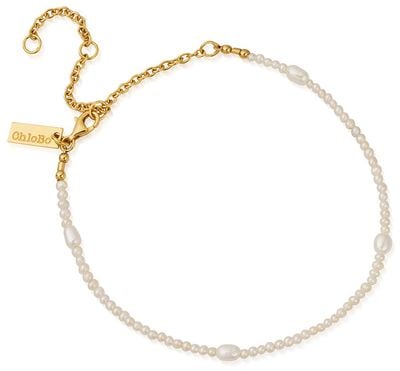 ChloBo Tale of Tide Anklet Pearl Gold-Plated Sterling Silver GANTPRP