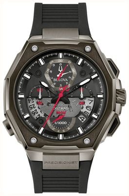 Bulova 'Series X' Precisionist Chronograph (45mm) Black Dial / Black Rubber Strap 98B358