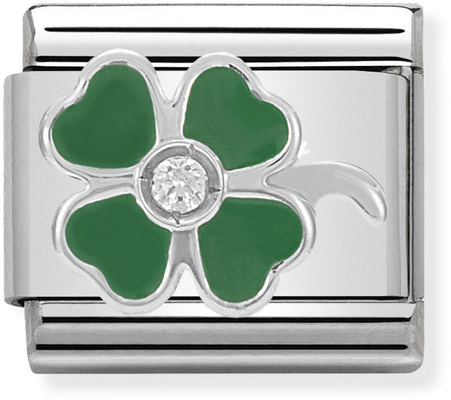 Nomination Classic Green Clover Sterling Silver & Steel Enamel Charm 330305/13