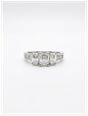 Emerald Natural Diamond 18ct White Gold Trilogy Side Stone Ring JM2151