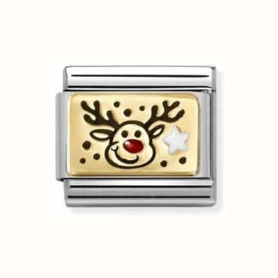 Nomination CLASSIC Stainless Steel Gold Plate Christmas Rudolph Reindeer Charm 030289/11