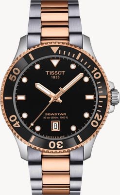 Tissot Seastar 1000 (40mm) Black Dial / Two-Tone Stainless Steel Bracelet Sapphire Glass Watch T1204102205101