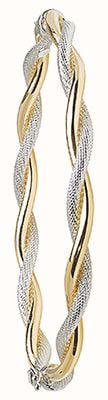 James Moore TH Ladies 9ct Yellow White Gold Ladies Hinged Bangle BN368WY
