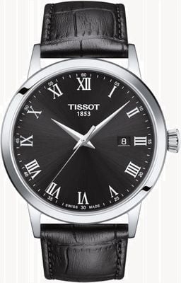 Tissot Classic Dream Quartz (42mm) Black Dial / Black Leather Strap T1294101605300