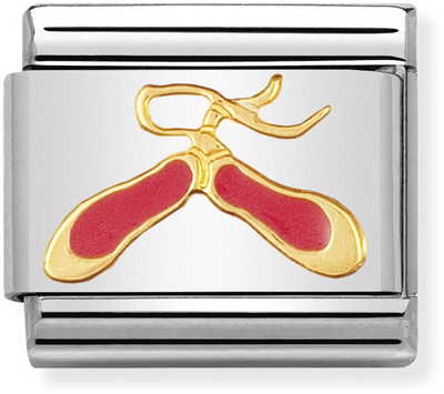 Nomination Classic DAILY LIFE In Stainless Steel With Enamel And 18k Gold Pink Dance Shoes Charm 030208/02