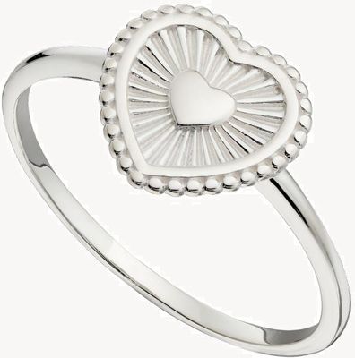 Elements Silver Silver Gold Plated Sun Ray Heart Ring R3769