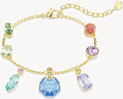 Swarovski Gema Bracelet | Mixed cuts, Dangling crystals, Multicoloured, Gold-tone plated 5737442