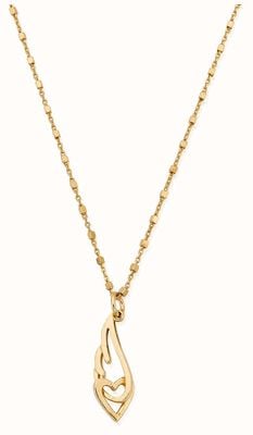 ChloBo Delicate Cube Chain Interlocking Heart And Angel Wing Necklace Gold Plated GNDC3239
