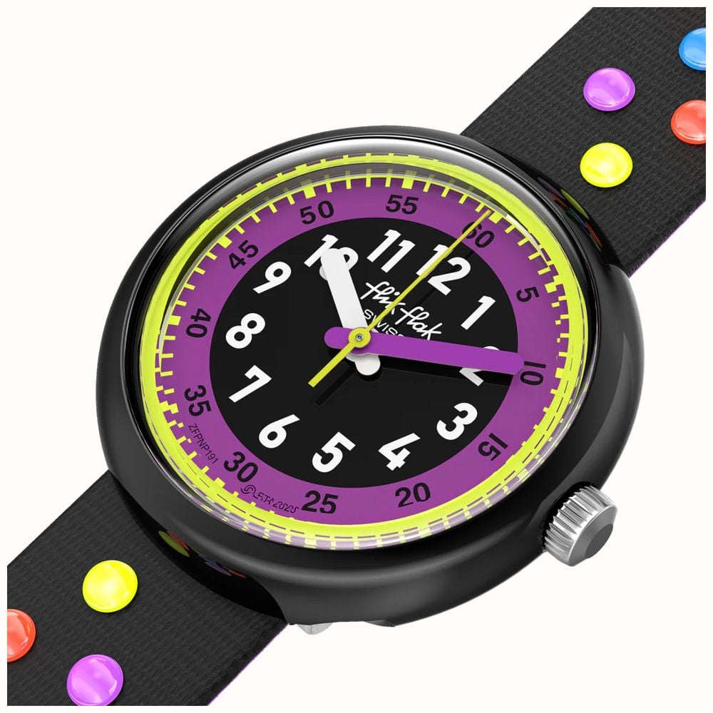 Flik Flak Children's ASTRO DISCO Themed Fabric Strap Quartz FPNP191 - alternate view 2