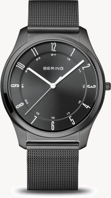 Bering Ultra-Slim Quartz (40mm) Black Sunray Dial / Black PVD Stainless Steel Mesh Bracelet 18340-222