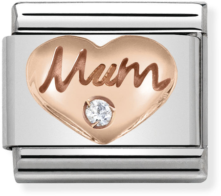 Nomination Classic Mum Heart 9ct Rose Gold & Steel Charm 430305/10