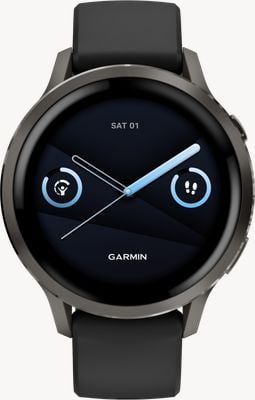 Garmin Venu 4 - AMOLED Health and Fitness Smartwatch (41mm) Slate With Black Silicone Band 010-03013-02