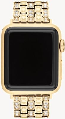 Coach Women's Apple Watch Strap (38/40/41mm) Crystal-Set Gold-Tone Stainless Steel 14700262