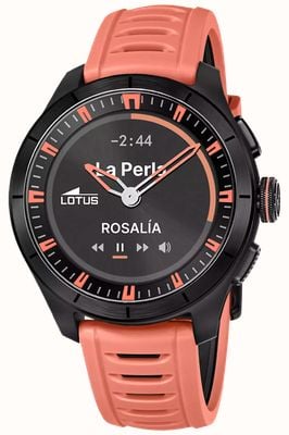 Lotus Connected Full D Hybrid Smartwatch (45mm) Digital Display / Coral Pink Rubber Strap 20001/6