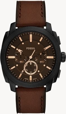 Fossil Men's Machine Chronograph (44mm) Black Dial / Brown Leather Strap FS6101