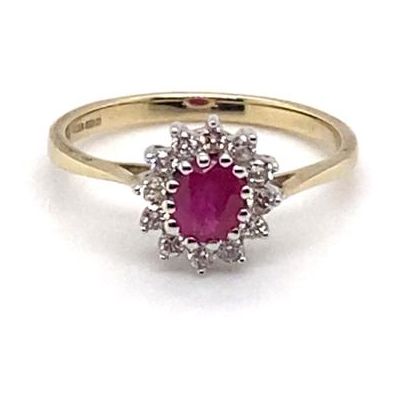 James Moore JM2768 9k Yellow Gold 0.21ct Diamond Ruby Ring Jewellery