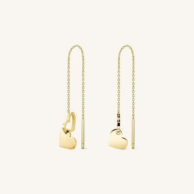 Rosefield Jewellery Thread-chain Double Heart Gold earing JEDHG-J686
