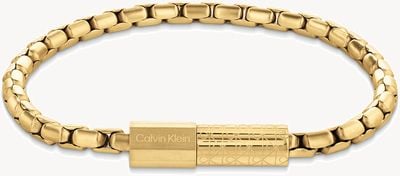 Calvin Klein Contoured Barrel Gold-Tone Chain Bracelet 35100095