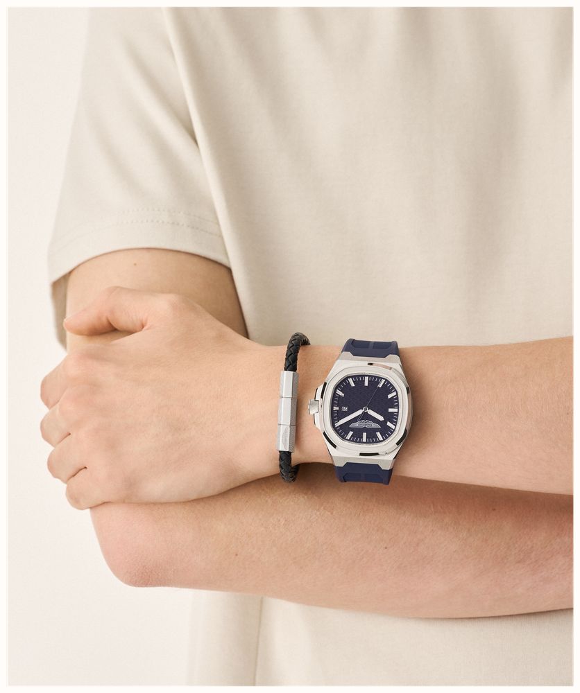 Aston Martin GPQ Icon Quartz (42mm) Navy Blue Dial / Navy Blue Silicone Strap + Navy Blue Leather Bracelet Set MTIGGF601 - alternate view 6