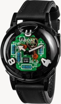 U-Boat U-65 TEK PVD (44mm) PCB Circuit Effect Dial / Black Leather Strap Watch 3365