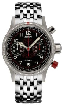 Hanhart PIONEER TachyTele Automatic (40mm) Black Dial / Stainless Steel Bracelet 712.210-6428