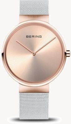Bering Classic (39mm) Rose Gold Dial / White Steel Mesh Bracelet 14539-266
