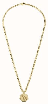 Armani Exchange Gold-Tone Stainless Steel AX Pendant Necklace AXG0152710