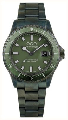 Out Of Order VERDE OLIVA CASANOVA (44mm) Green Dial / Ultra Distressed Stainless Steel Bracelet OOO.001-27.VE