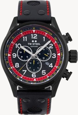 TW Steel Fast Lane Coronel TCR Special Edition (48mm) Carbon Dial / Black Leather Strap Watch SVS303