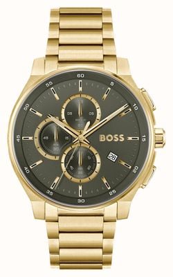 BOSS Men's Peak 2.0 Grey Chronograph Dial / Gold-Tone Stainless Steel Bracelet 1514190