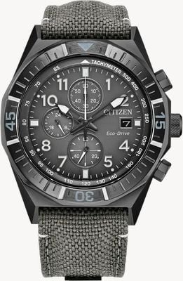 Citizen Eco-Drive Nighthawk Chronograph (42mm) Grey Dial / Grey Nylon Strap CA0897-04H