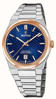 Festina Swiss Made Rivé Quartz (40mm) Blue Dial / Stainless Steel Bracelet F20065/2