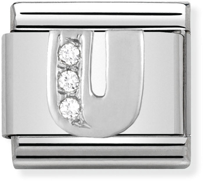 Nomination Classic Letter U Sterling Silver & Steel Cubic Zirconia Charm 330301/21