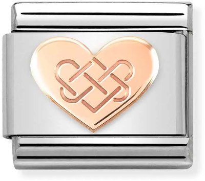 Nomination Classic Celtic Knot Heart Rose Gold & Steel Charm 430104/38