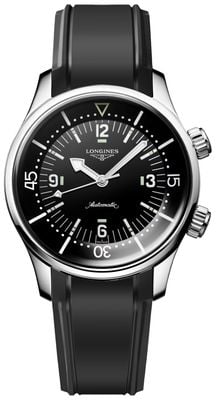 LONGINES Legend Diver Chronometer Certified Automatic (39mm) Black Lacquered Dial / Black Rubber Strap L37644509